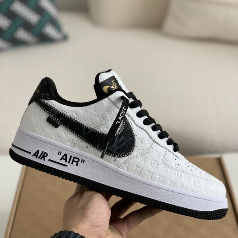 AF1 Low – White & Black Monogram Leather