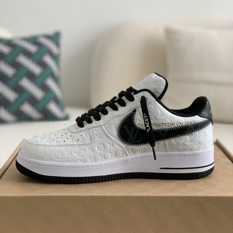 AF1 Low – White & Black Monogram Leather