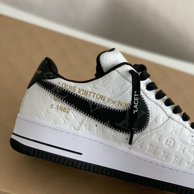 AF1 Low – White & Black Monogram Leather